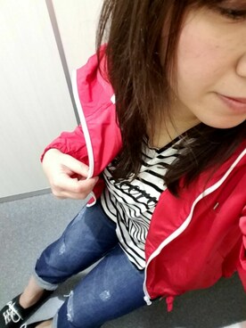 「花見」｜「アイテム（ナイロンジャケット）」を使った、紅蘭☺ポチャでもおしゃれ💋👠したい☺さん（レディース・154cm）の春コーディネート