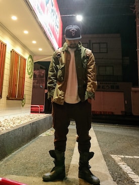 「パイル」｜「アイテム（ジャケット/アウター）」を使った、あきーむさん（メンズ・175cm）の秋コーディネート