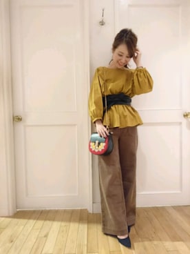 「アイテム（シャツ/ブラウス、イエロー系）」を使った、naoooooooooomiさん（レディース・154cm）の夏コーディネート