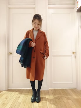 「コクーンコート」｜「アイテム（チェスターコート）」を使った、naoooooooooomiさん（レディース・154cm）の秋コーディネート