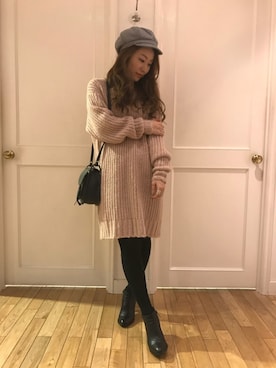 「アイテム（キャスケット）」を使った、naoooooooooomiさん（レディース・154cm）の冬コーディネート