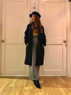 「アイテム（チェスターコート）」を使った、naoooooooooomiさん（レディース・154cm）の冬コーディネート