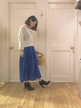 「ブルー x ホワイト」｜naoooooooooomiさん（レディース・154cm）の冬コーディネート