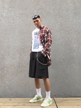「repos（ルポ）のアイテム（パンツ）」を使った、wadeさん（メンズ・175cm）の夏コーディネート