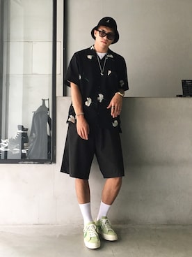 「repos（ルポ）のアイテム（トップス）」を使った、wadeさん（メンズ・175cm）の夏コーディネート