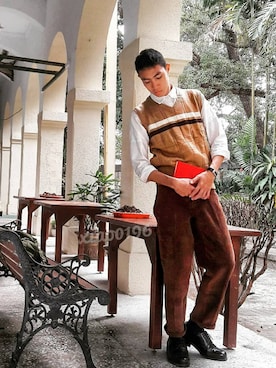 「CACO（カコ）のアイテム（ジャケット/アウター）」を使った、許翔さん（メンズ・178cm）の秋コーディネート