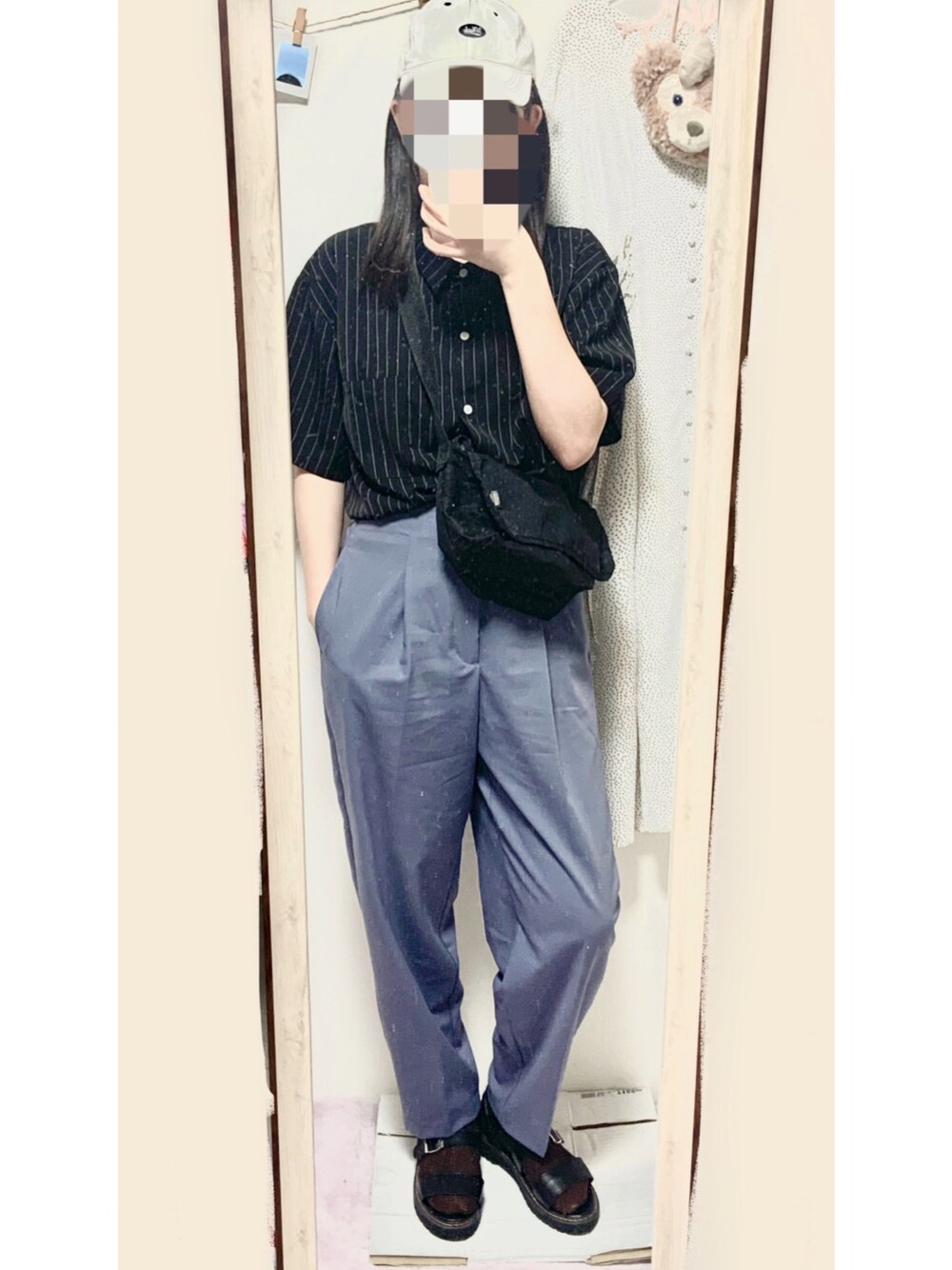 「シンプルコーデ、GU、GUコーデ、プチプラ、春夏コーデ、高校生、おしゃれさんと繋がりたい、パンツスタイル、サンダルコーデ、いいね、save、フォローお願いします🤑」｜「GUのアイテム（スラックス、ブルー系）」を使った、まるちゃんさん（レディース・163cm）の春コーディネートの1枚目の写真