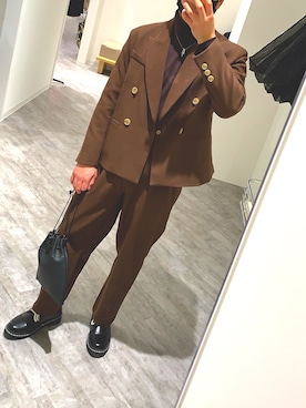 「巾着バッグ」｜「アイテム（セットアップ）」を使った、シュンさん（メンズ・166cm）の冬コーディネート