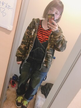 「and it_（アンドイット）のアイテム（オールインワン・サロペット）」を使った、あるてまさん（レディース・158cm）の秋コーディネート