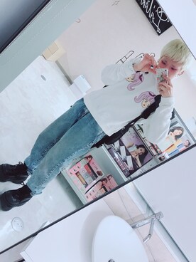 「PUNYUS（プニュズ）のアイテム（スウェット）」を使った、脊酔さん（メンズ・165cm）の秋コーディネート