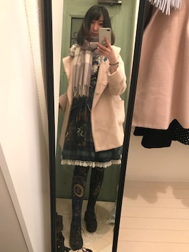 「earth music&ecology（アースミュージックアンドエコロジー）のアイテム（ピーコート）」を使った、婧子shizukaさん（レディース・168cm）の冬コーディネート