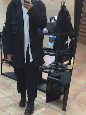 「Yohji Yamamoto（ヨウジヤマモト）のアイテム（ダウンジャケット/コート）」を使った、TsunEさん（メンズ・179cm）の秋コーディネート