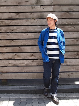 「マリンキャップ」｜「アイテム（カバーオール）」を使った、ishizawaさん（メンズ・173cm）の春コーディネート