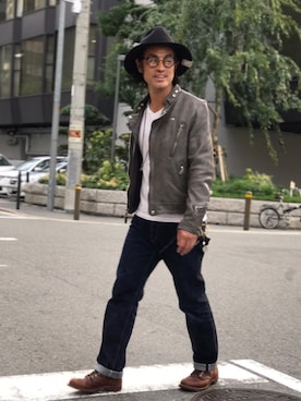 「schott（ショット）のSchott/ショット/13oz. JEANS MEDIUM FIT/13オンス　ジーンス　ミディアム　フィット（デニムパンツ）」を使った、ishizawaさん（メンズ・173cm）の秋コーディネート