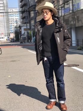 「schott（ショット）のSchott/ショット/2TONE SNORKEL DOWN PARKA/ツートーン シュノーケル ダウンパーカー（ダウンジャケット/コート）」を使った、ishizawaさん（メンズ・173cm）の秋コーディネート