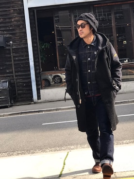 「schott（ショット）のSchott/ショット/13oz. JEANS MEDIUM FIT/13オンス　ジーンス　ミディアム　フィット（デニムパンツ）」を使った、ishizawaさん（メンズ・173cm）の秋コーディネート