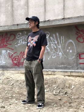 「schott（ショット）のSchott/ショット/ARMY FATIGUE PANTS/アーミー ファティーグ パンツ（その他パンツ）」を使った、ishizawaさん（メンズ・172cm）の春コーディネート
