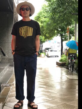 「schott（ショット）のSchott/ショット/ARMY FATIGUE PANTS/アーミー ファティーグ パンツ（その他パンツ）」を使った、ishizawaさん（メンズ・172cm）の夏コーディネート