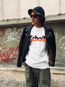 「schott（ショット）のSchott/ショット/ARMY FATIGUE PANTS/アーミー ファティーグ パンツ（その他パンツ）」を使った、ishizawaさん（メンズ・172cm）の夏コーディネート