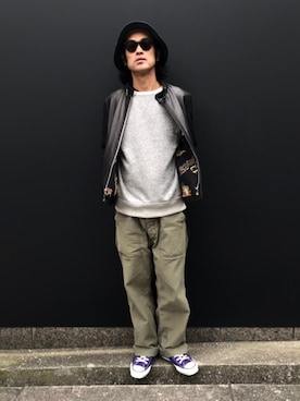 「schott（ショット）のSchott/ショット/ARMY FATIGUE PANTS/アーミー ファティーグ パンツ（その他パンツ）」を使った、ishizawaさん（メンズ・172cm）の冬コーディネート