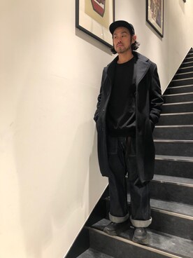 「SCHOTT」｜「アイテム（チェスターコート）」を使った、ishizawaさん（メンズ・172cm）の秋コーディネート