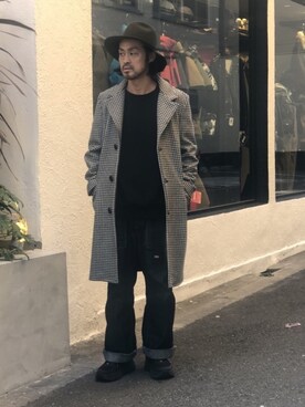 「SCHOTT」｜「アイテム（チェスターコート）」を使った、ishizawaさん（メンズ・172cm）の冬コーディネート