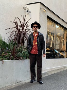 「schott（ショット）のSchott/ショット/HAWAIIAN SHIRT PLANET/ハワイアンシャツ プラネット（シャツ/ブラウス）」を使った、ishizawaさん（メンズ・172cm）の春コーディネート