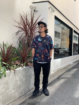 「schott（ショット）のSchott/ショット/HAWAIIAN SHIRT PLANET/ハワイアンシャツ プラネット（シャツ/ブラウス）」を使った、ishizawaさん（メンズ・172cm）の春コーディネート