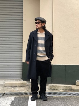 「SCHOTT」｜「アイテム（チェスターコート）」を使った、ishizawaさん（メンズ・172cm）の秋コーディネート