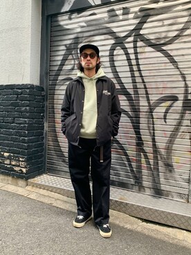 「schott（ショット）のアイテム（ナイロンジャケット）」を使った、ishizawaさん（メンズ・172cm）の冬コーディネート