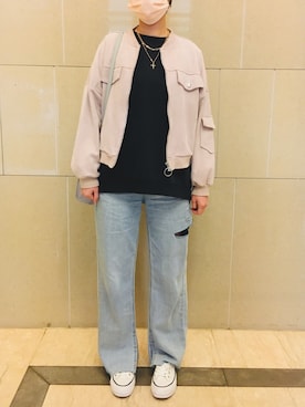 「PULL&BEAR（プルアンドベア）のアイテム（ジャケット/アウター）」を使った、TJ Hsuさん（レディース・161cm）の冬コーディネート