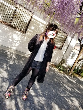 「ワンポイント」｜「アイテム（シャツワンピース）」を使った、おさんぽうさぎさん（レディース・147cm）の春コーディネート
