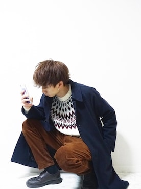 「JOURNAL STANDARD relume（ジャーナルスタンダード　レリューム）のアイテム（ステンカラーコート）」を使った、isseiさん（メンズ・180cm）の冬コーディネート