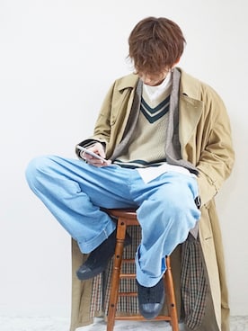 「SALON adam et rope'（サロン アダム エ ロペ）のアイテム（スニーカー）」を使った、isseiさん（メンズ・180cm）の冬コーディネート