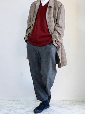 「オトナカジュアル」｜「アイテム（ステンカラーコート）」を使った、isseiさん（メンズ・180cm）の冬コーディネート