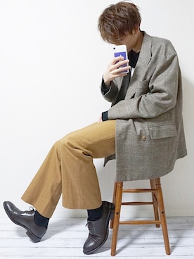 「Yves Saint Laurent（イヴサンローラン）のアイテム（パンツ）」を使った、isseiさん（メンズ・180cm）の冬コーディネート