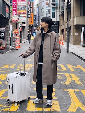 「アイテム（ステンカラーコート）」を使った、isseiさん（メンズ・180cm・20代）の秋コーディネート