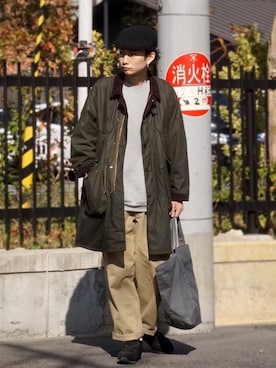 「オイルドジャケット」｜「アイテム（その他アウター）」を使った、isseiさん（メンズ・180cm）の冬コーディネート