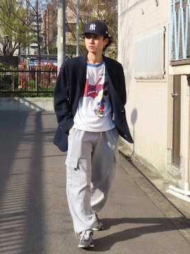 「NEW ERA（ニューエラ）のNEW ERA/ニューエラ キャップ LP 59FIFTY MLBオンフィールド ニューヨーク・ヤンキース 11449295（キャップ）」を使った、isseiさん（メンズ・180cm）の春コーディネート