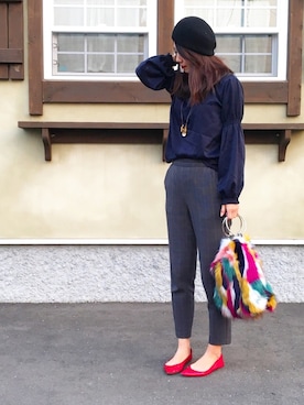 「アイテム（ハンドバッグ、その他）」を使った、riedondondon さん（レディース・173cm）の秋コーディネート