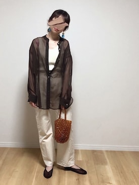 「ビーズバッグ」｜「アイテム（その他）」を使った、maccoさん（レディース・162cm）の夏コーディネート