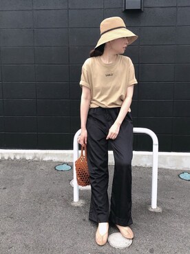 「ビーズバッグ」｜「アイテム（その他）」を使った、maccoさん（レディース・162cm）の夏コーディネート