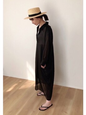 「ビーズバッグ」｜「アイテム（その他）」を使った、maccoさん（レディース・162cm）の夏コーディネート