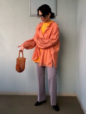 「ビーズバッグ」｜「アイテム（パンプス）」を使った、maccoさん（レディース・162cm）の春コーディネート