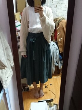 「RETRO GIRL（レトロガール）のアイテム（ポンチョ）」を使った、WendyWenさん（レディース・150cm）の春コーディネート