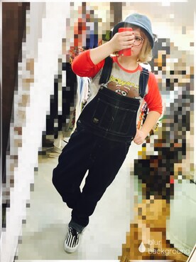 「DOUBLE NAME（ダブルネーム）のアイテム（サロペット/オーバーオール）」を使った、Erikids.さん（レディース・150cm）の春コーディネート