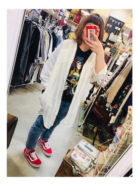 「オールドスクール」｜「アイテム（シャツワンピース）」を使った、Erikids.さん（レディース・150cm）の春コーディネート