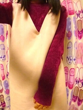 Amiさんの「ベロアモールクルーネックセーター」を使ったコーディネート