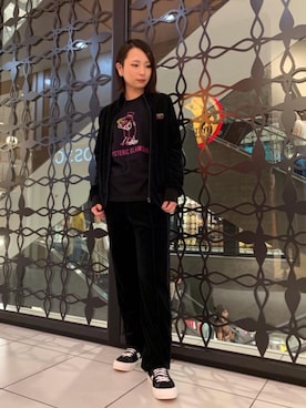 「刺繍」｜「アイテム（ジャージ）」を使った、KAHOさん（レディース・162cm）の夏コーディネート