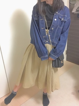「アイテム（デニムジャケット）」を使った、た ろ う ま るさん（レディース・158cm・10代）の夏コーディネート